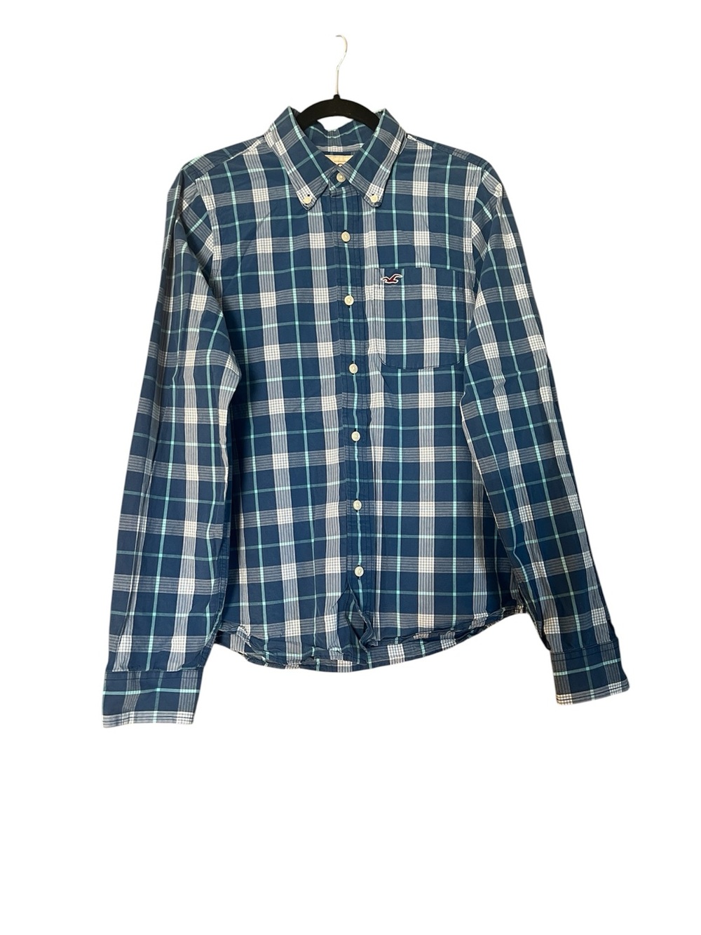 Hollister Blue Mens  Cotton Plaid Long sleeve
